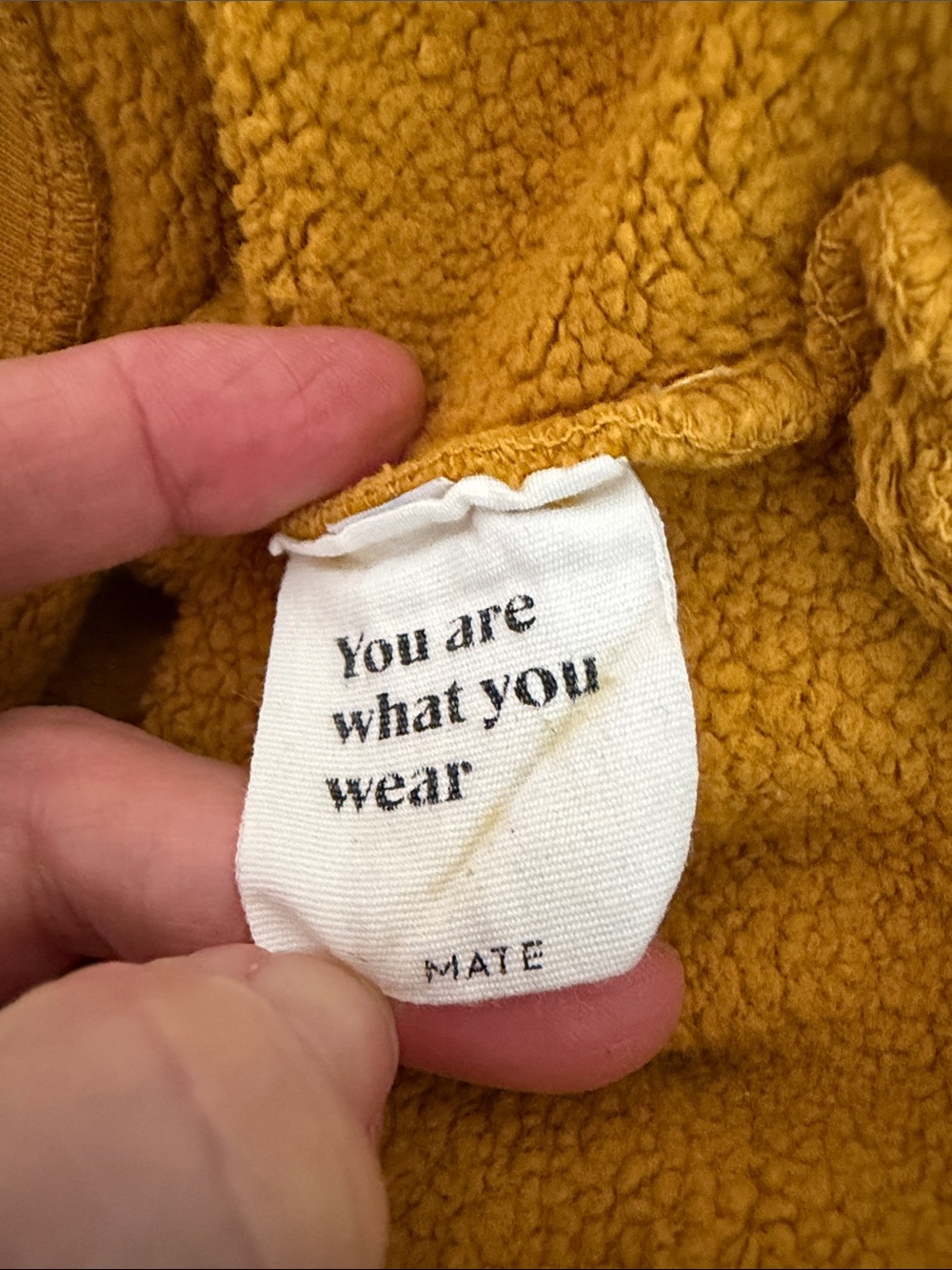 MATE The Label Organic Raw Neck Fleece Sweatshirt in Tumeric Size M - Picture 10 of 11